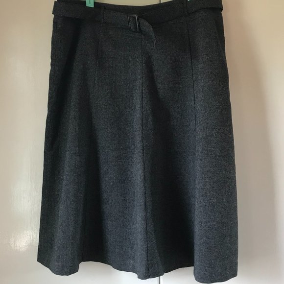 Reitmans Dark Grey A-Line Skirt with Inside Lining & Removable Matching Belt-S11 - Picture 1 of 9